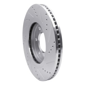 Infiniti QX56 Brake Rotor (1) - Front Left - R1 Concepts - Drilled & Slotted - Silver - `07-`24